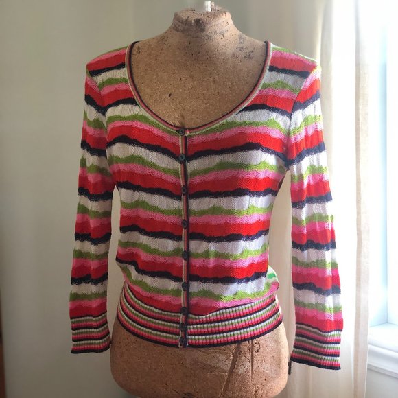 Christian Lacroix Sweaters - Vintage Bazar de Christian Lacroix print back knit cardigan